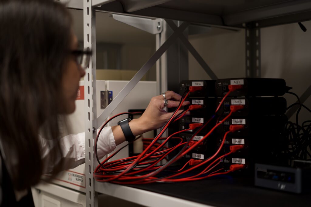 Scalable test setup for automated low-power hardware benchmark with Otii Ace and Otii Automation Toolbox.